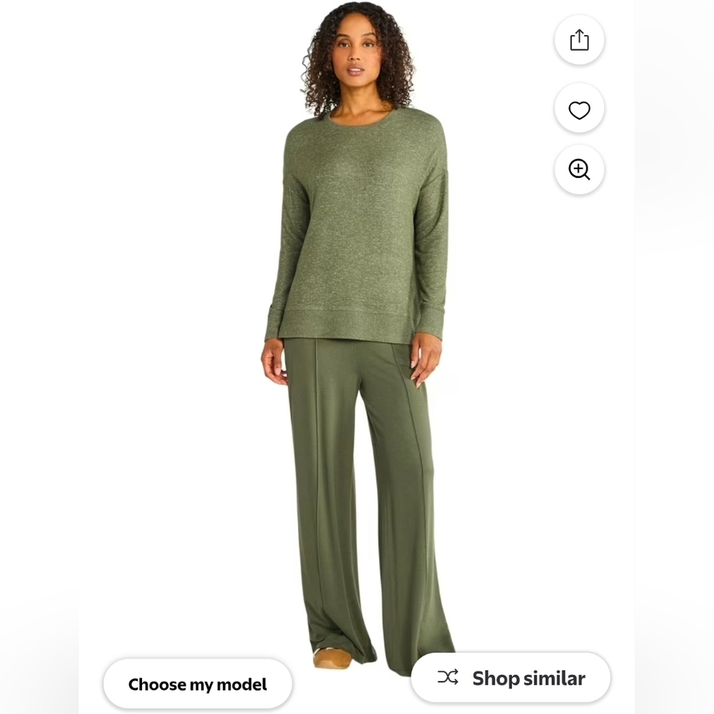 Time and Tru Olive Wide Leg Knit Pants XL - NWT